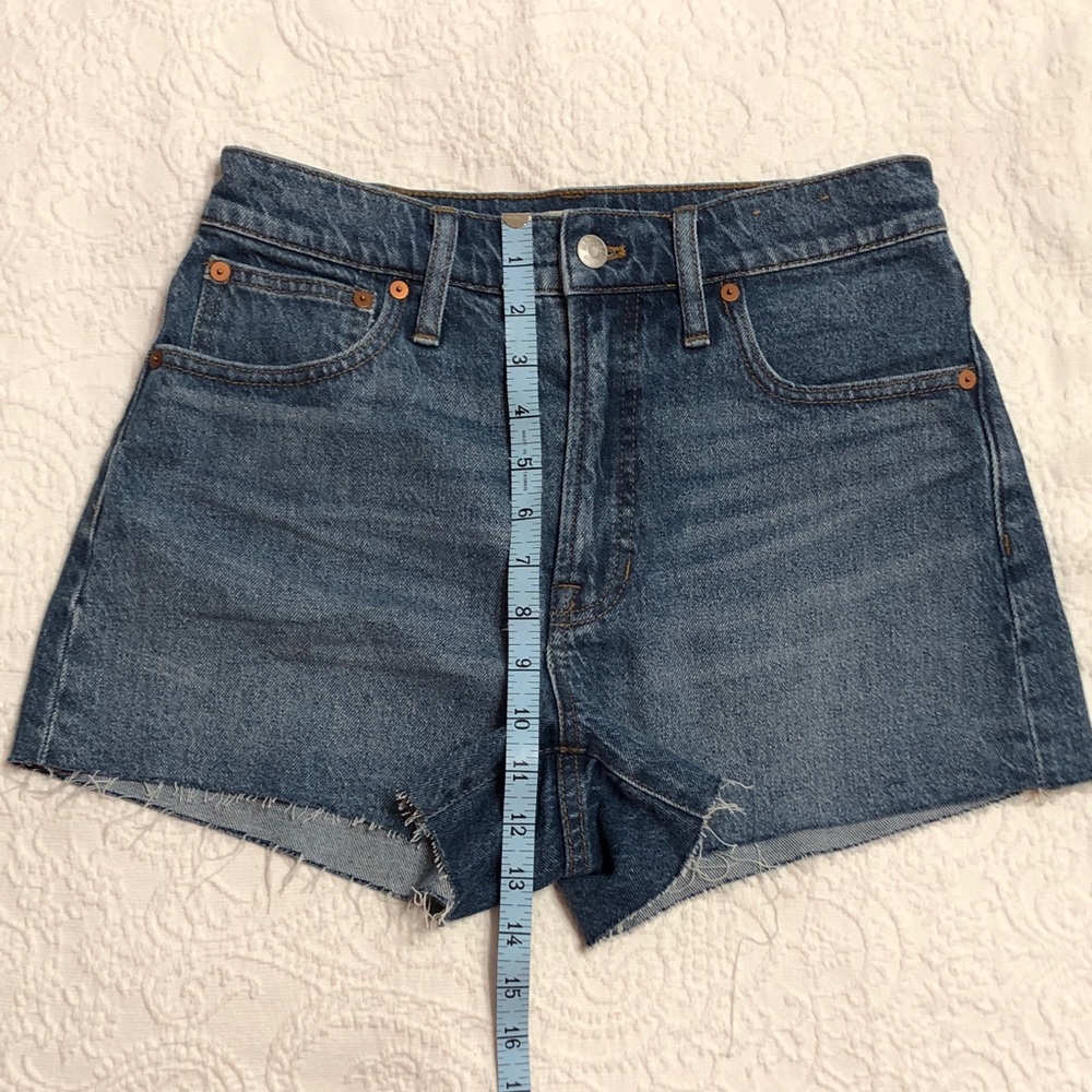Madewell Women's Blue Denim High Rise Shorts Size 27 The Perfect Jean Short Fit - Picture 6 of 7